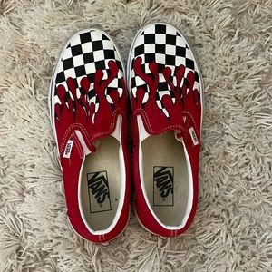 Flame checkered vans